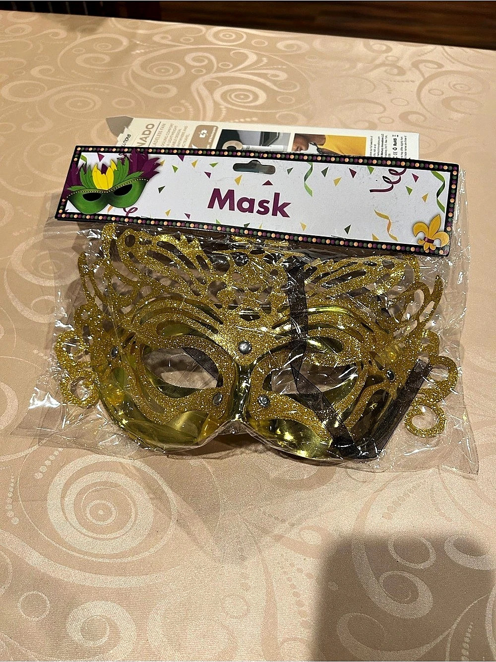 Gold Glitter Halloween/Masquerade Mask - New